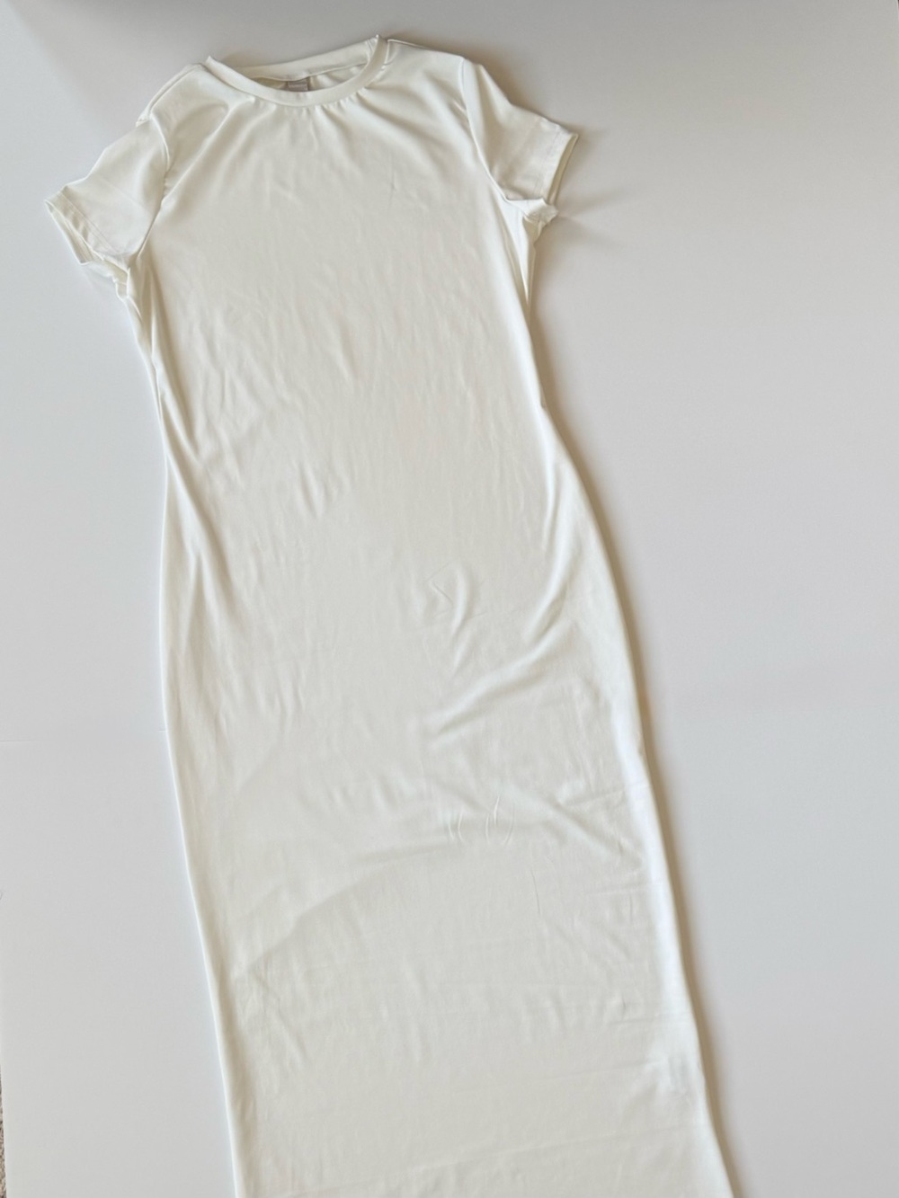 Muse Crewneck White Short-Sleeve Maxi Dress
